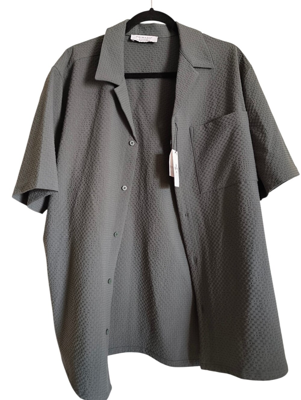 Textured V-neck Button Up with Front Patch Pocket